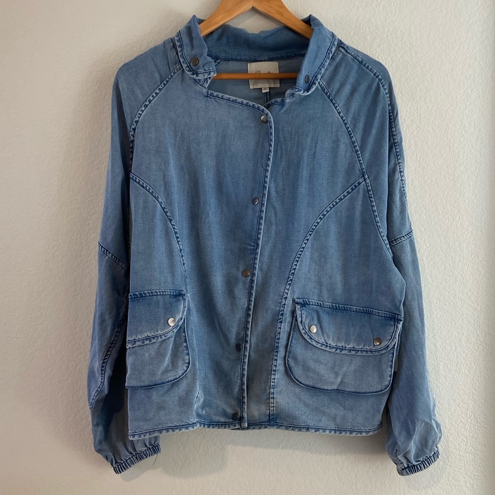 NWT Super soft artsy style denim shacket.